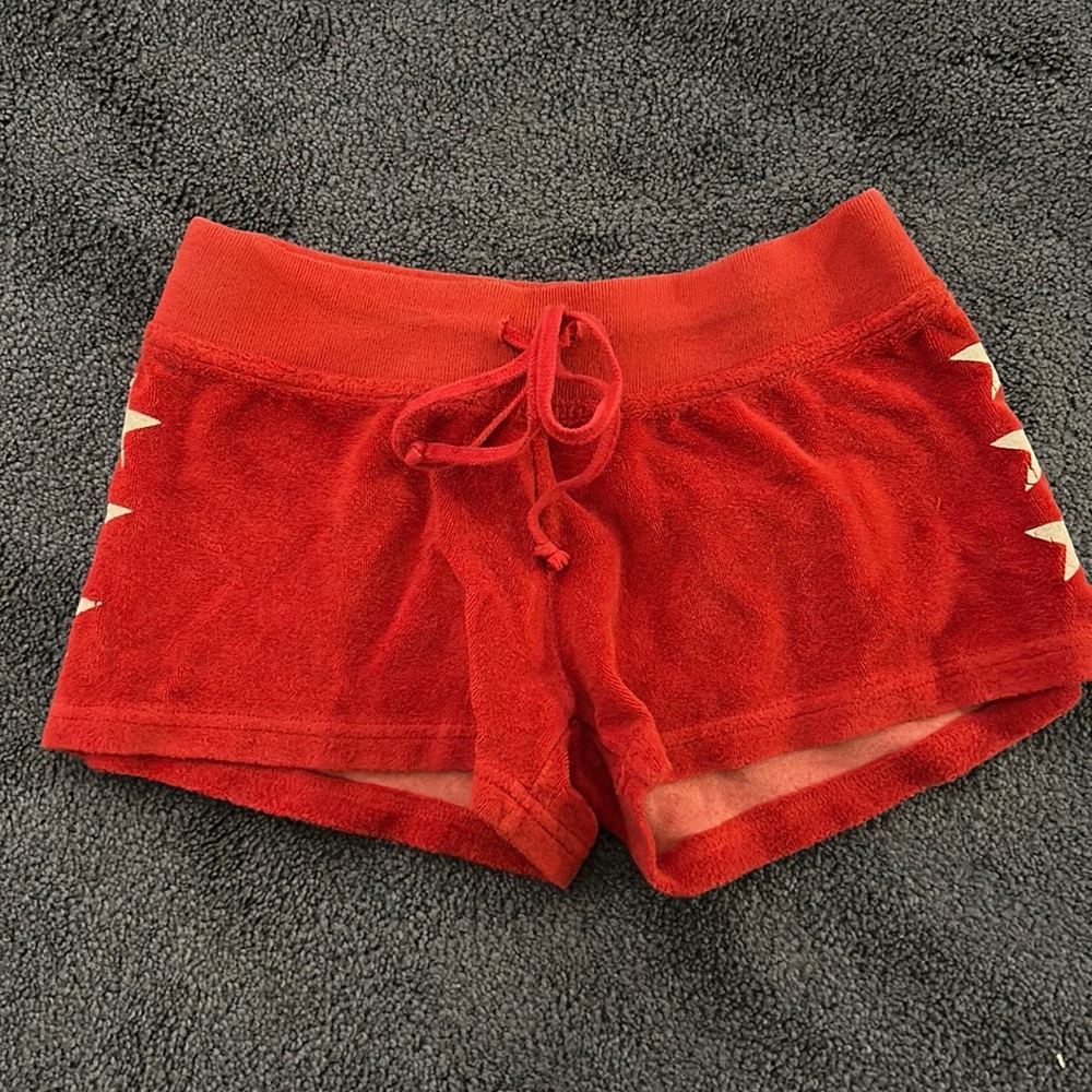 Hard tail Terry cloth shorts - red with white stars. Perfect for tweens.